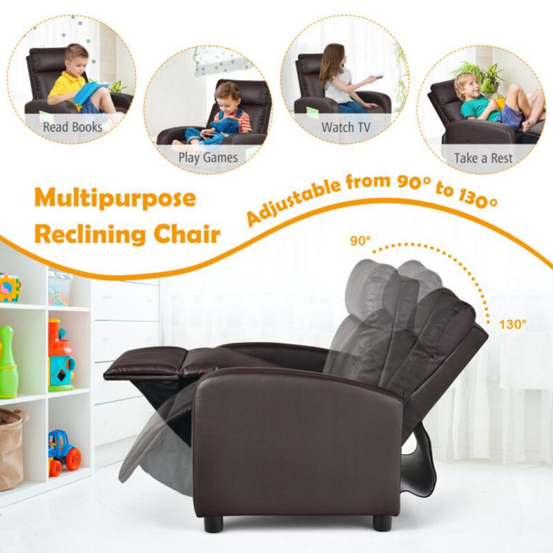 Hivvago Ergonomic PU Leather Kids Recliner Lounge Sofa for 3-12 Age Group