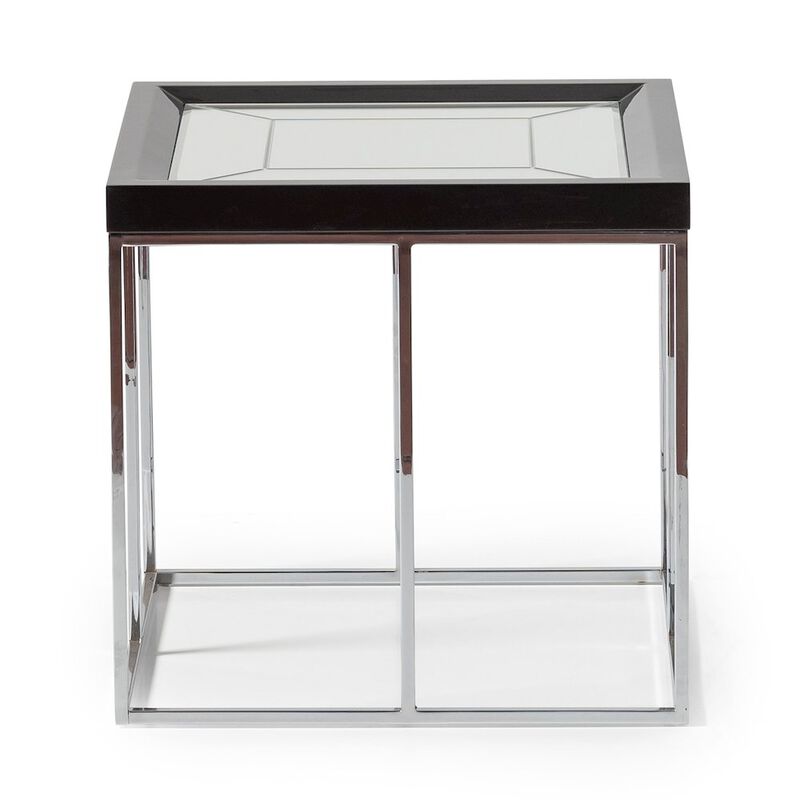 Michael Amini Carmela End Table - Glossy Charcoal Sand
