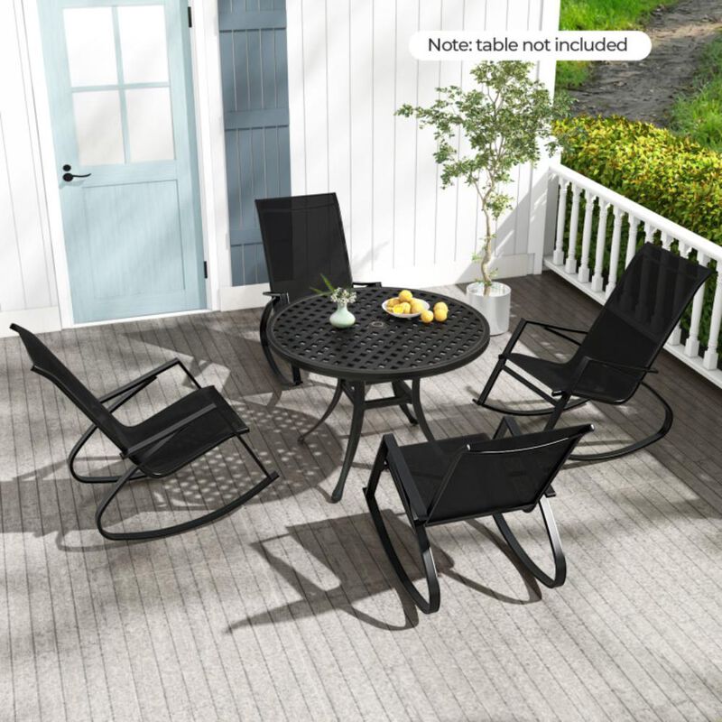 Hivvago 2 Pieces Patio Rocking Chairs Outdoor Sling Fabric Rockers with Ergonomic Backrest and Seat