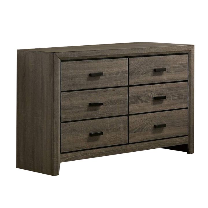 Dresser with Black Rectangular Pulls, Gray-Benzara