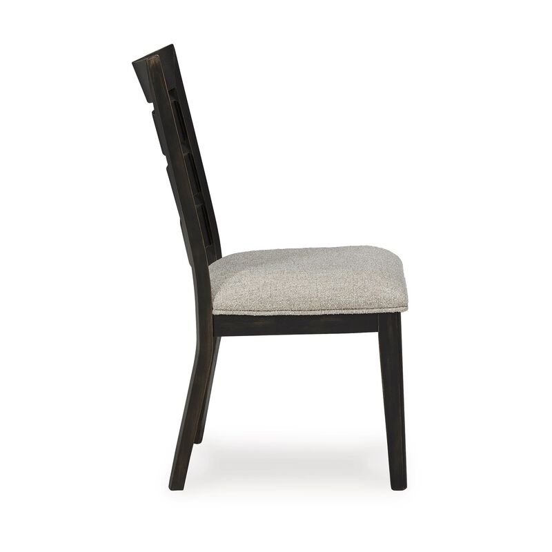 Sili 24 Inch Dining Chair Set of 2, Cushioned, Ladder Back, Black, Gray - Benzara