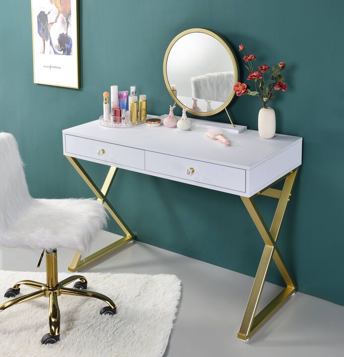 ACME Coleen Vanity Desk w/Mirror & Jewelry Tray, Chrome Finish