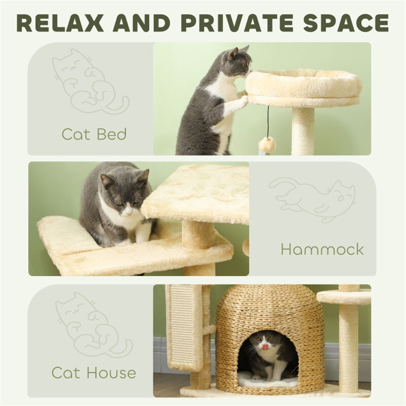 Sturdy Multi-Level Cat Tree with Scratching Posts, Perches, and Hideaway Condos for Cats