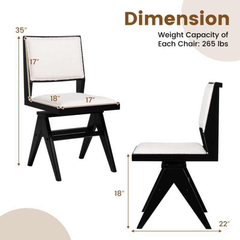 Hivvago Swivel Wooden Dining Chair Set of 2 with Rubber Wood Frame and Padded Seat-Black