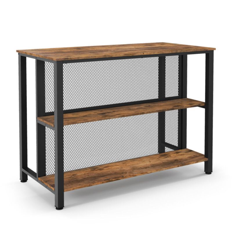 Hivvago 36" 3-Tier Bar Table with Storage Metal Frame Adjustable Foot Pads for Dining Room