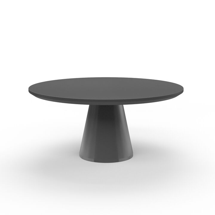 Pedestal Dining Table, Dark Gray Finish