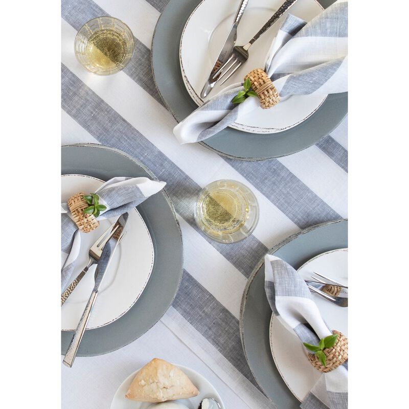 Solino Home 100% Pure Linen Table Runner | Cabana Stripe for Spring & Easter
