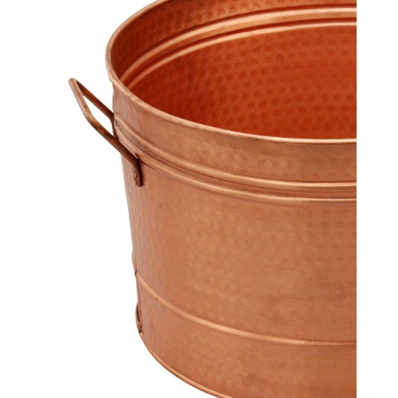 Hammered Pattern Galvanized Farmhouse Style Tub, Copper-Benzara