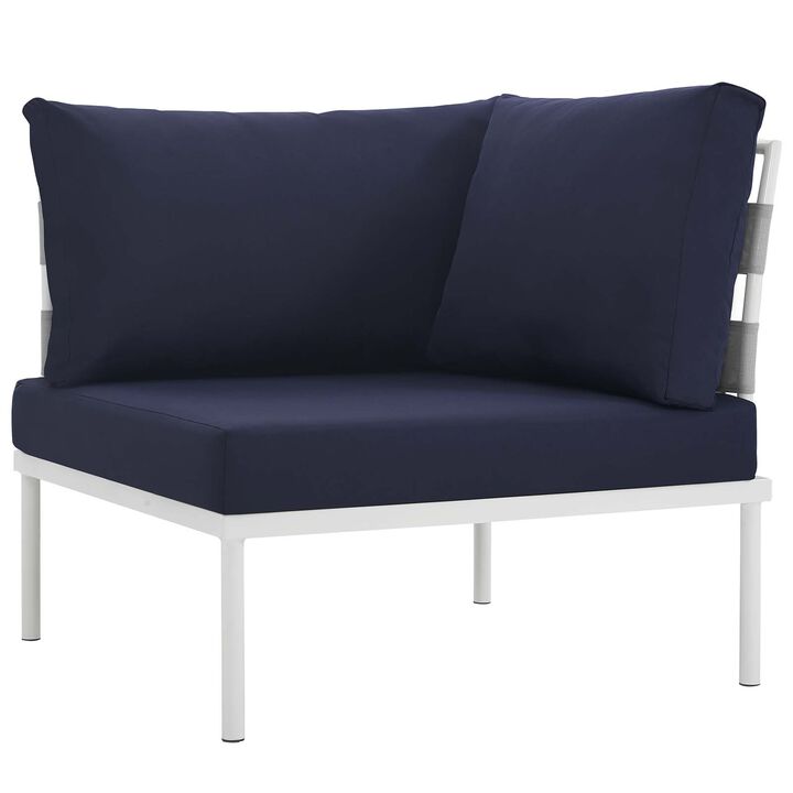 Harmony 5  Piece Outdoor Patio Aluminum Sectional Sofa Set - White Navy
