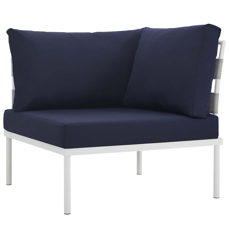 Harmony 5  Piece Outdoor Patio Aluminum Sectional Sofa Set - White Navy