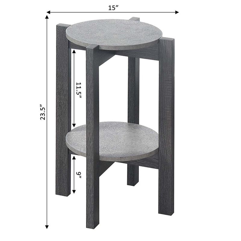 Convenience Concepts Newport Medium 2 Tier Plant Stand Faux Cement/Weathered Gray
