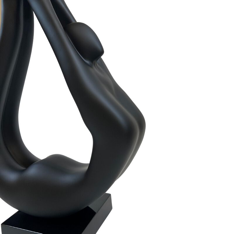 Yoga Floor Sculpture Black with Bronze Resin Handmade 59" Tall