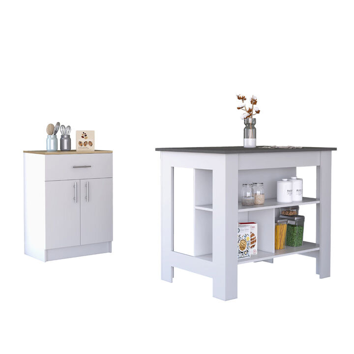 California 2 Piece Kitchen Set, Kitchen Island + Kitchen Pantry