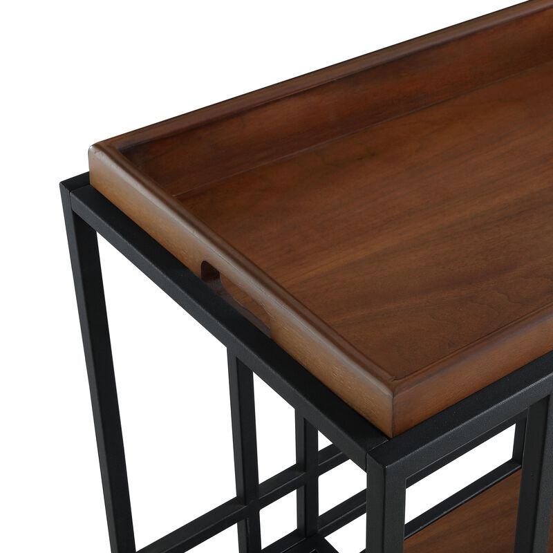 Inspired Home Ron Bar Cart Serving Tray with Caster