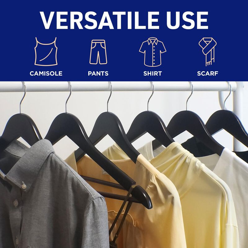 Lifemaster Wooden Clothes Hangers – With 360 Degree Swivel Hook and Non-Slip Shoulder Notch, Holds Up To 10 lbs, Pants Bar Design, For Organizing Suit, Dress, Coat, and Clothes, Pack of 50, Brown