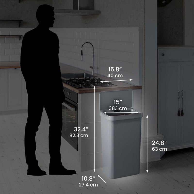 iTouchless 13.2 Gallon / 50 Liter Prime Plastic Sensor Trash Can (Gray)