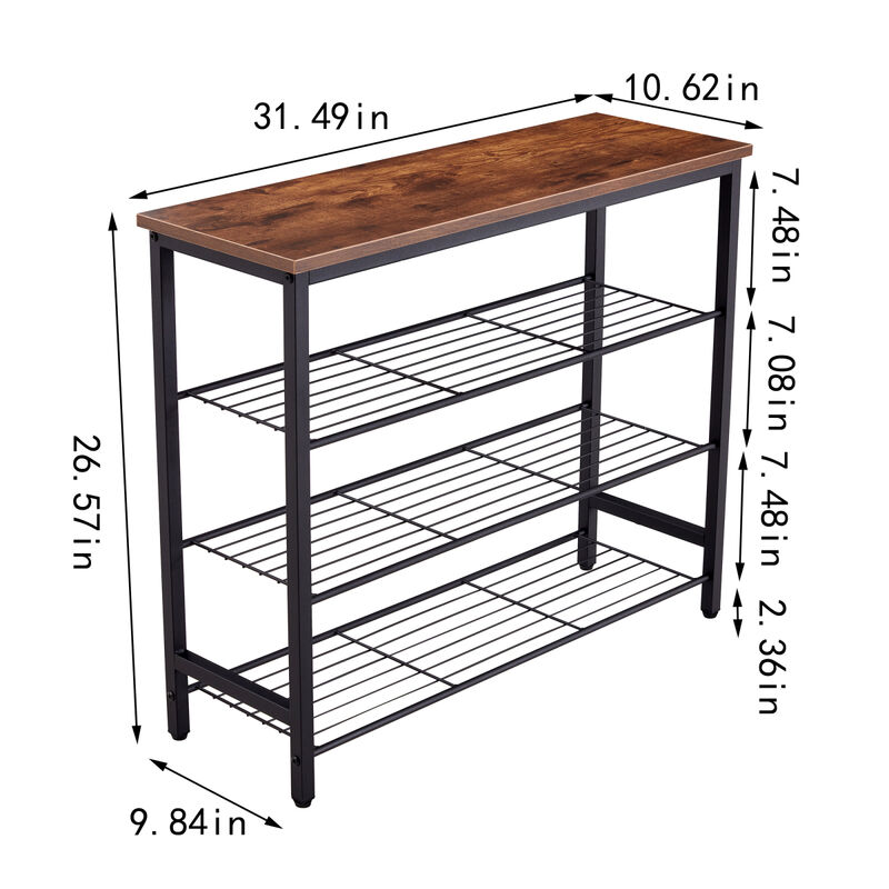 4-Tier Metal Shoe Rack, Modern Multifunctional Shoe Storage Shelf with MDF Top Board, 1 pc per carton