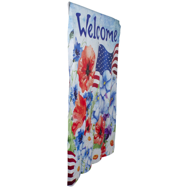 Welcome Patriotic Floral Outdoor House Flag 40" x 28"