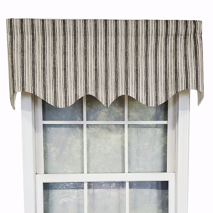 RLF Home Luxurious Modern Design Classic Brunswick Stripe Regal Style Window Valance 50" x 17" Gray