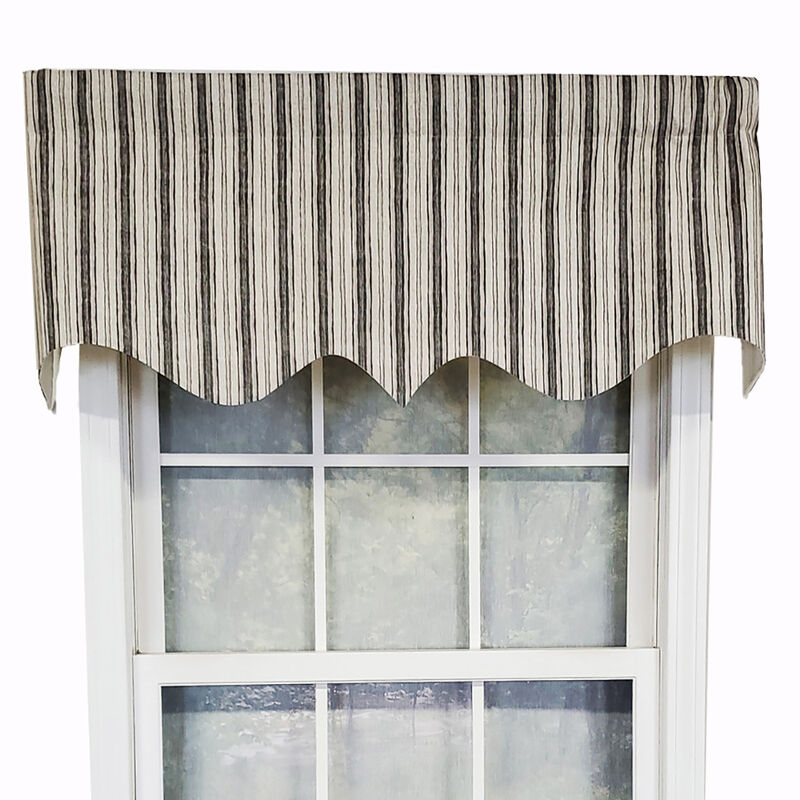 RLF Home Luxurious Modern Design Classic Brunswick Stripe Regal Style Window Valance 50" x 17" Gray