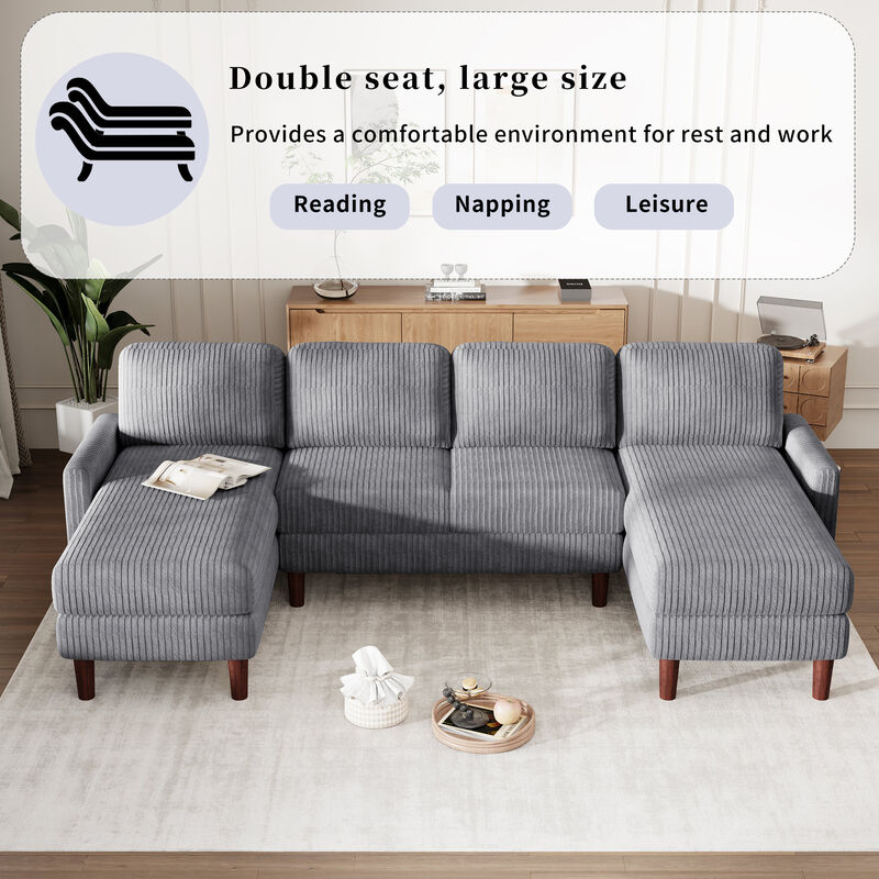 Merax Corduroy Fabric U-shaped Sofa Couch