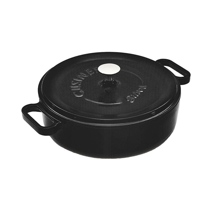 Matte Black Shallow 11" Cast Iron Pot
