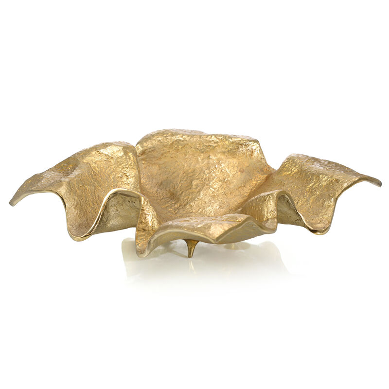 Draped Fabric Brass Square Bowl