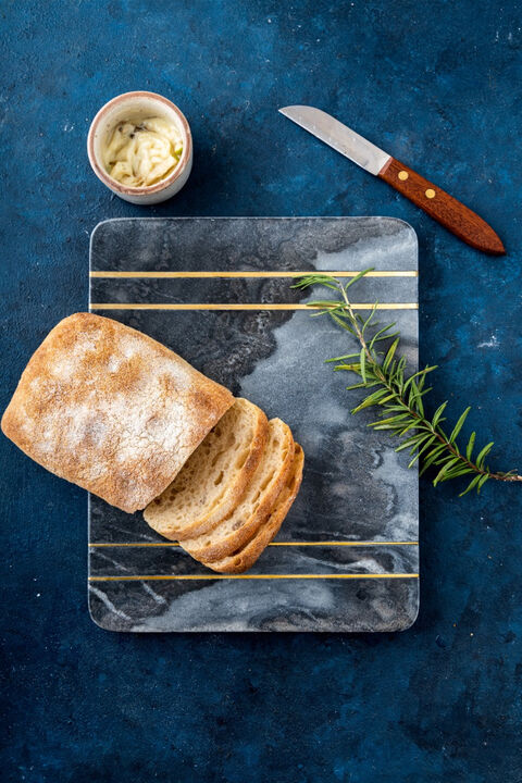 10 x 8 Grey Marble and Brass Inlay Charcuterie Board