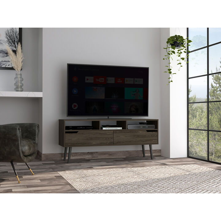 New Haven 2-Drawer 3-Shelf TV Stand Dark Walnut