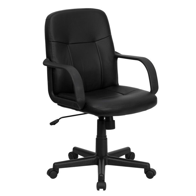 Paulson Mid-Back Black Glove Vinyl Executive Swivel Office Chair with Arms