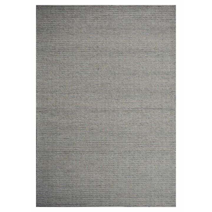 5' X 7' Gray Solid Hand Woven Rectangular Wool Area Throw Rug
