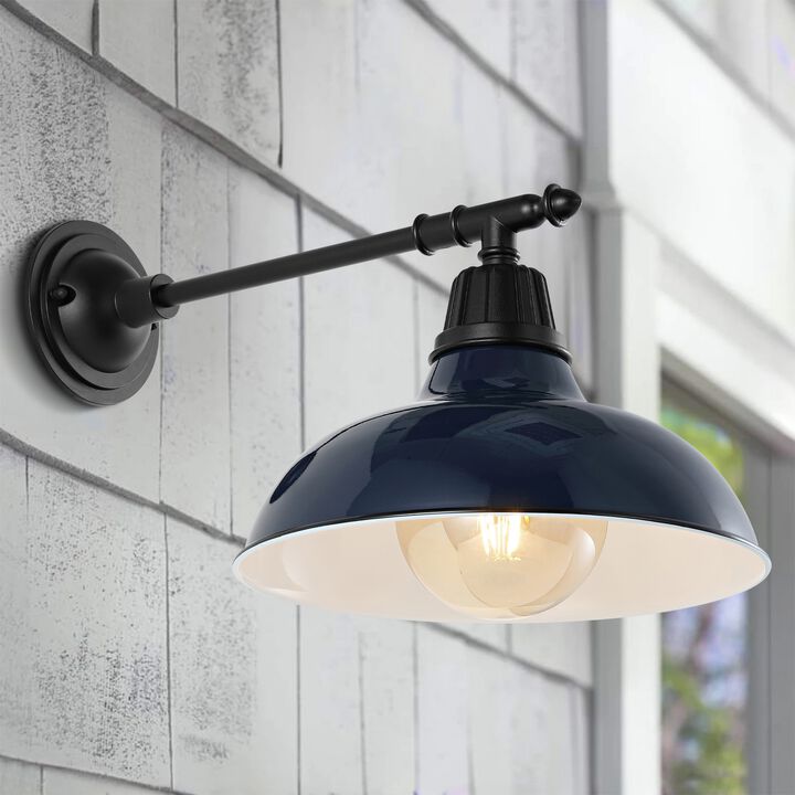 Wallace Farmhouse Industrial Indoor/Outdoor Iron LED Victorian Arm Outdoor Sconce