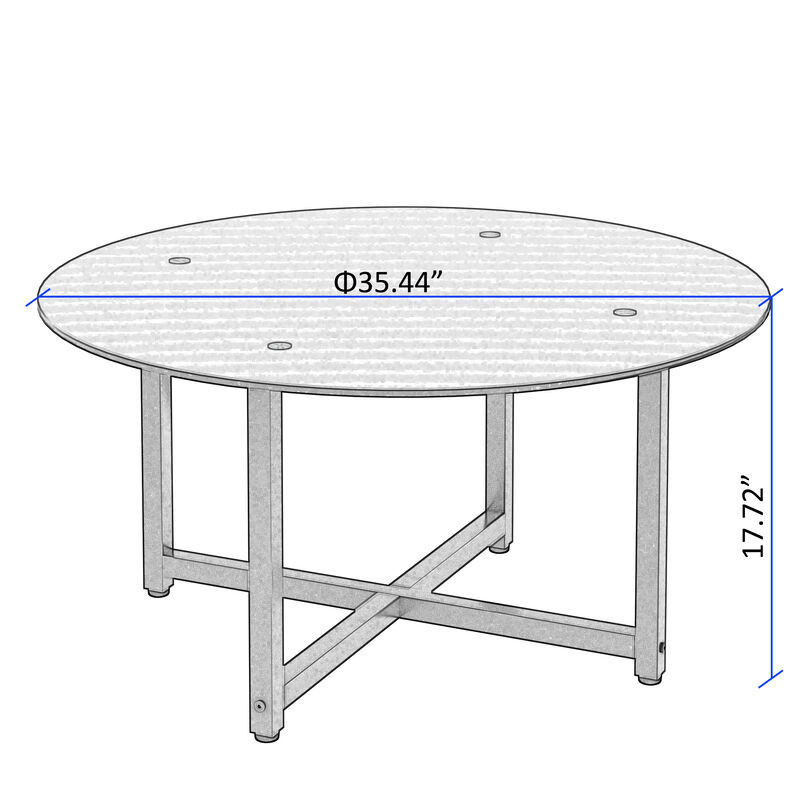Hivvago 35.5'' Modern Design Round Clear Tempered Glass  Table