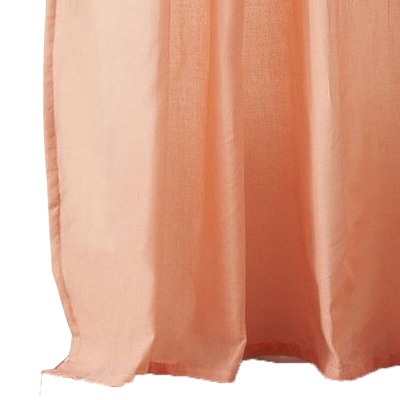 Xumi 4 Piece Window Curtain, 2 Panels with Tie Backs, Coral Pink Finish - Benzara