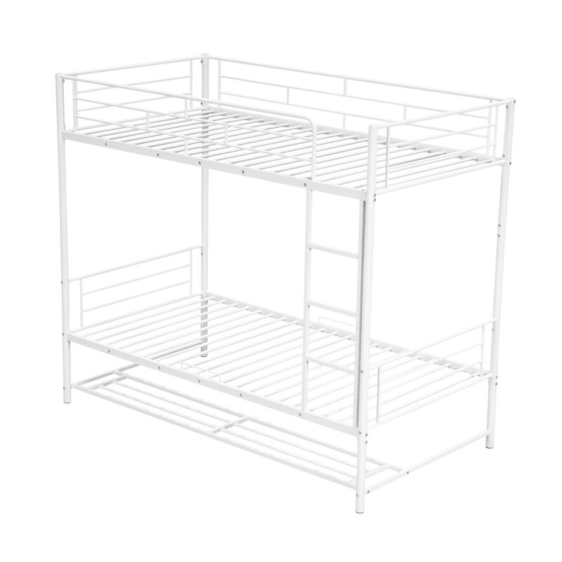 Merax Metal Bunk Bed with Shelf and Guardrails