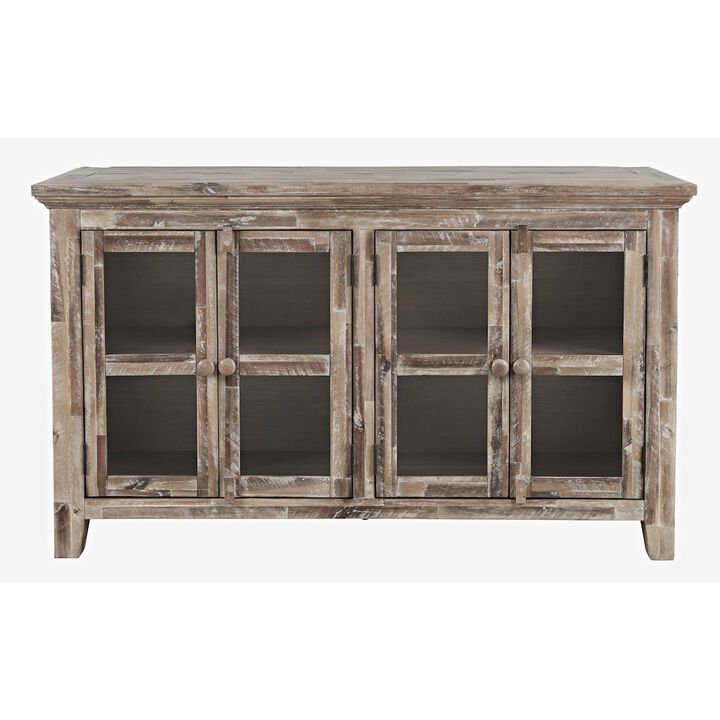 Jofran Rustic Shores 54 Coastal Distressed Acacia Four-Door Credenza Cabinet