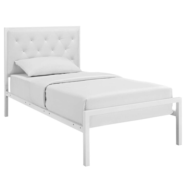 Modway - Mia Twin Vinyl Bed White White