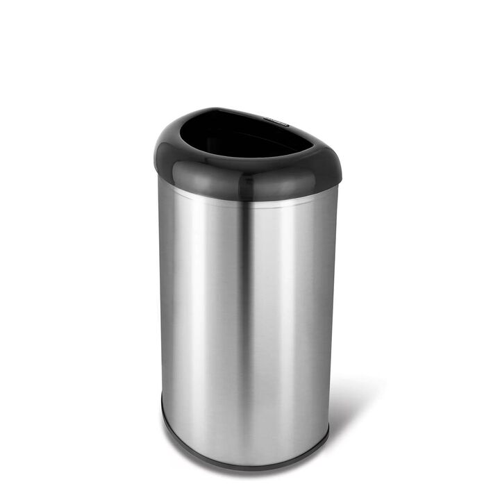 Hivvago Stainless Steel Black Open Top 13-Gallon Kitchen Trash Can with No Lid