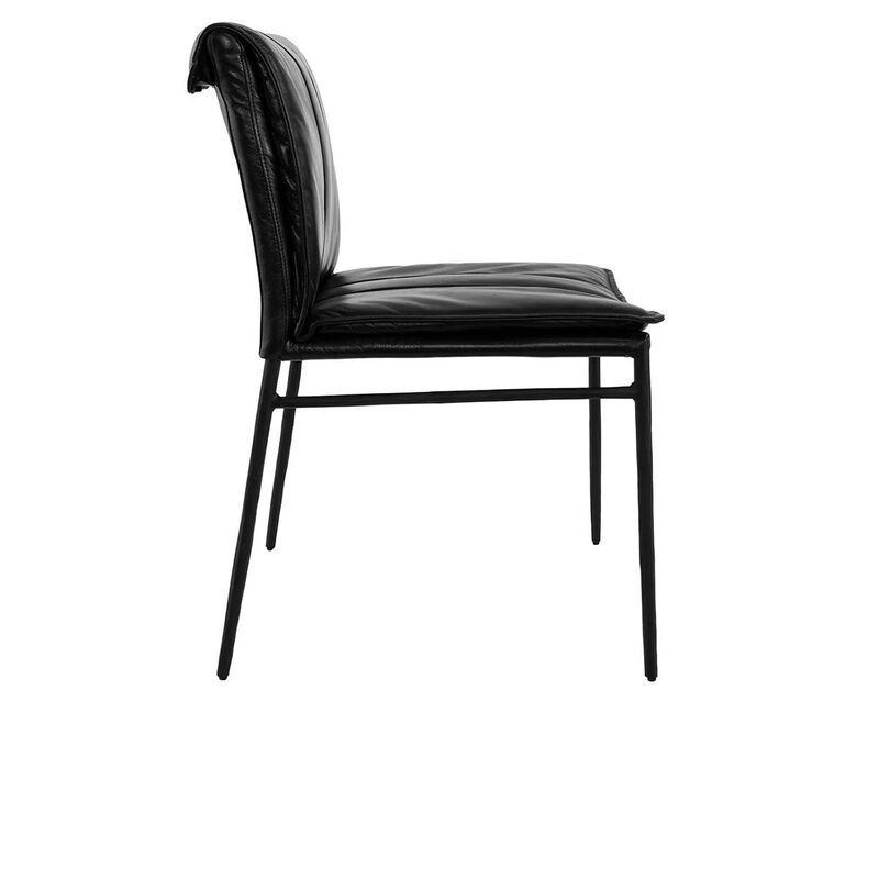 Mayer Jet Black Leather Dining Chair