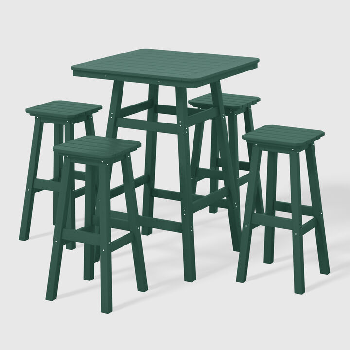 WestinTrends 5-Piece HDPE Outdoor Patio Dining Bar Bistro Table Set with Bar Stools