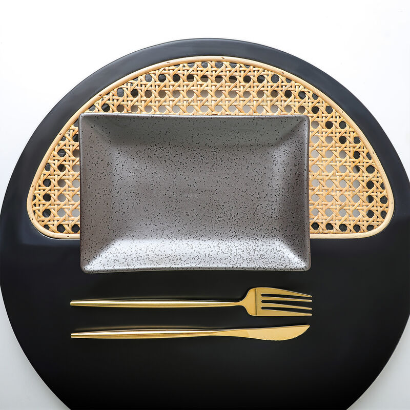 Stone Lain Valencia Porcelain Serving Plate Set 3 Piece, Metallic Grey
