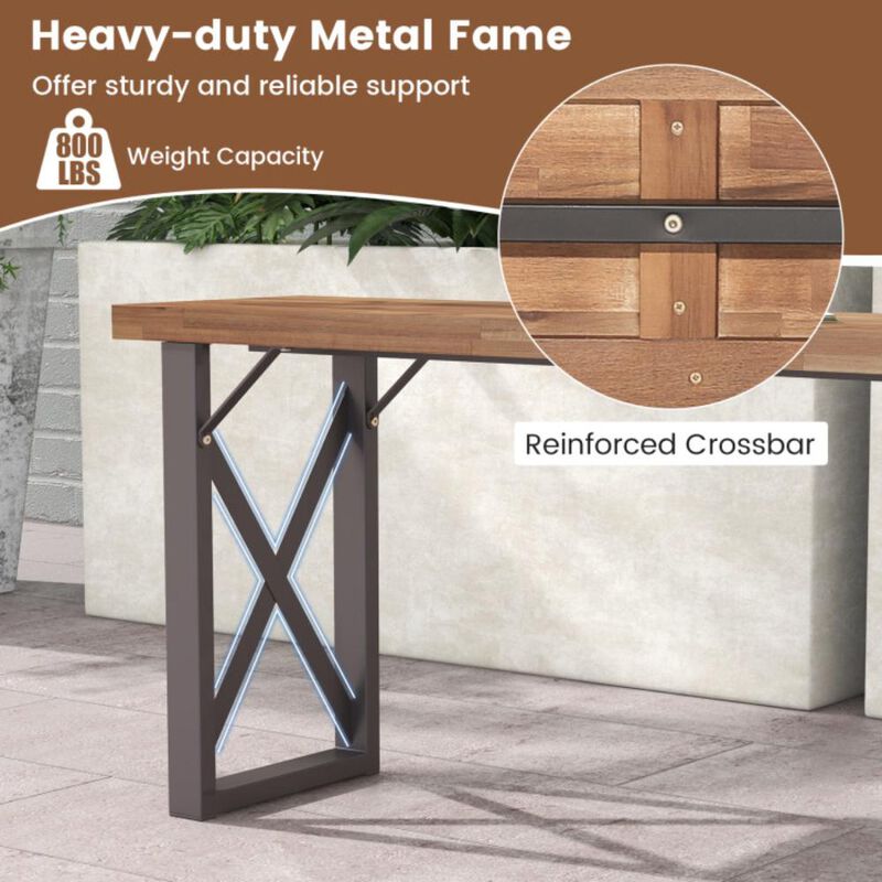 Hivvago Outdoor Picnic Bench Set Solid Acacia Wood Patio Rectangular Benches