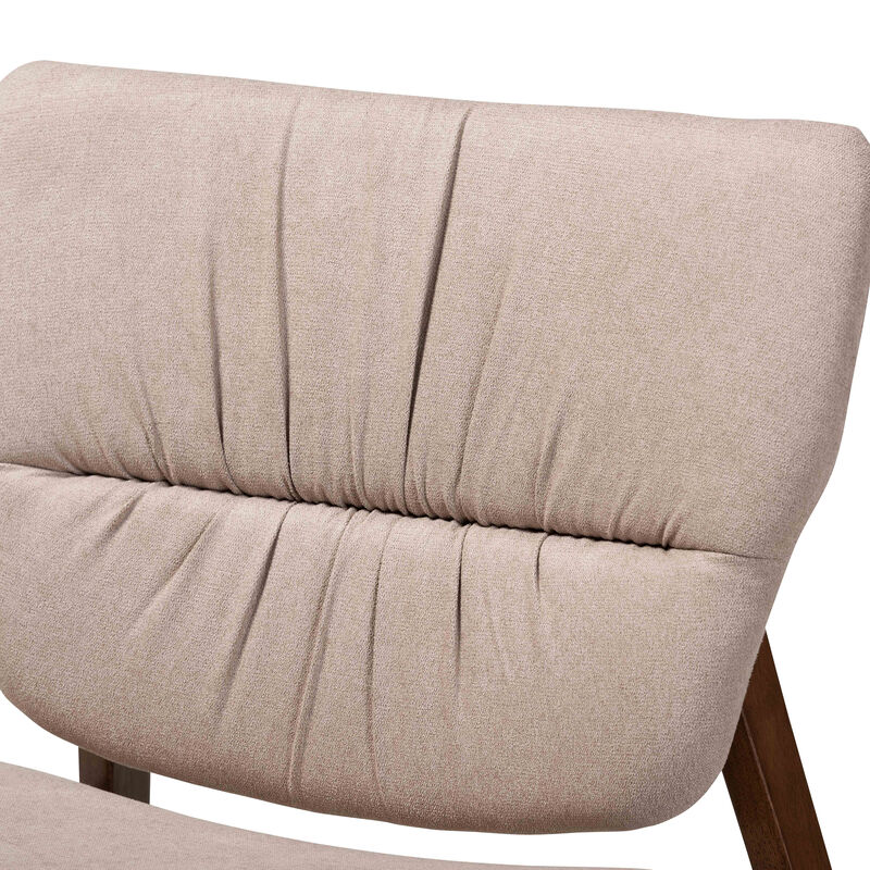 Baxton Studio Benito Transitional Beige Fabric Upholstered Wood Accent Chair