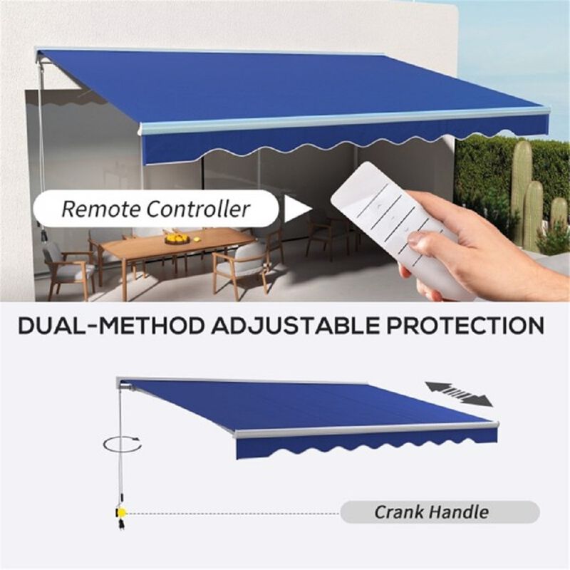 Remote-Controlled Retractable Patio Awning, Weather-Resistant Motorized Canopy