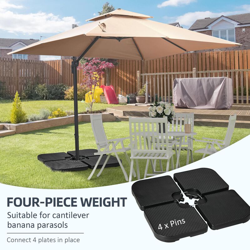 Black Umbrella Stabilizer: 4-Piece Patio Base Weights, 175lbs Total