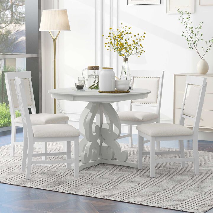 Merax 5-Piece Extendable Table Retro Dining Set
