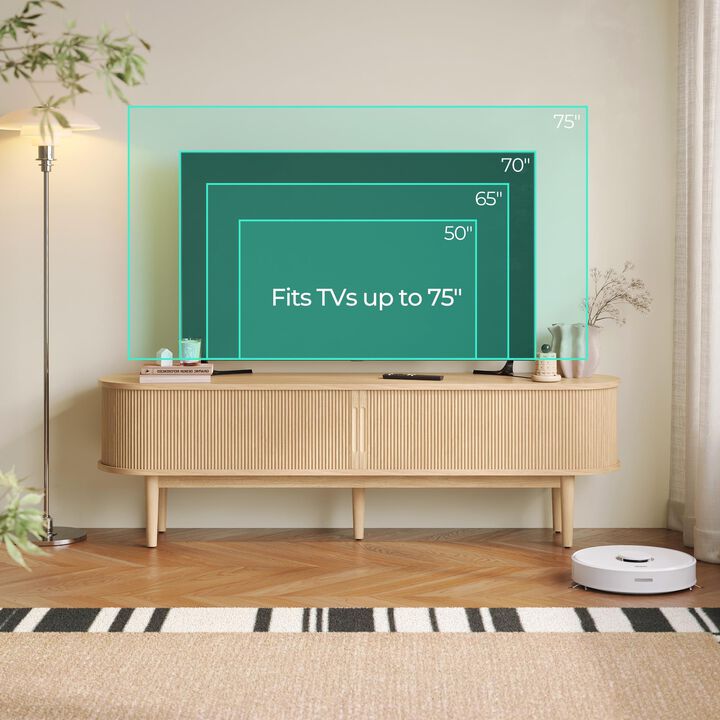 Oak HOME TV Stand for 75" TV,Entertainment Center