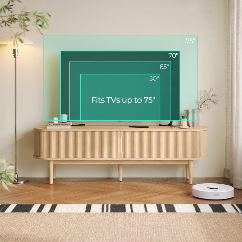 Oak HOME TV Stand for 75" TV,Entertainment Center