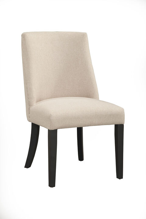 Live Edge Set of 2 Upholstered Parson Chairs, Cream/Black