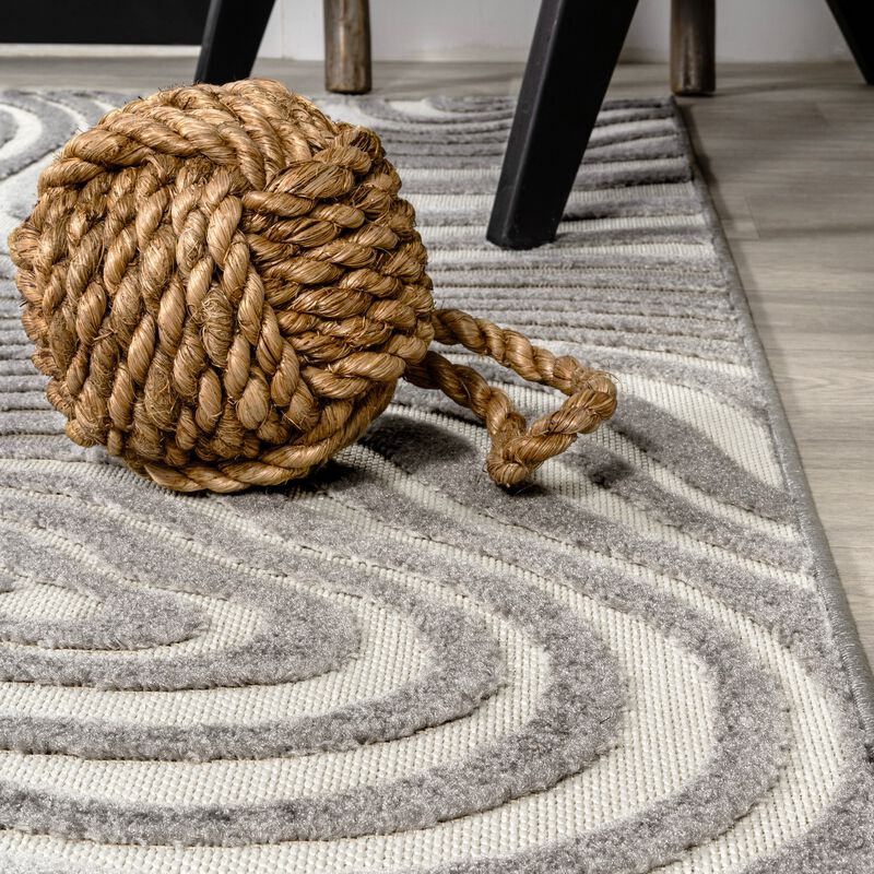 Maribo High-Low Abstract Groovy Striped Indoor/Outdoor Area Rug